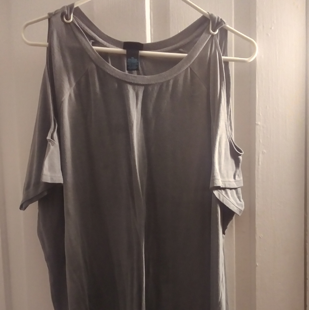 Grey T-Shirt w/ Shoulder Cut-outs